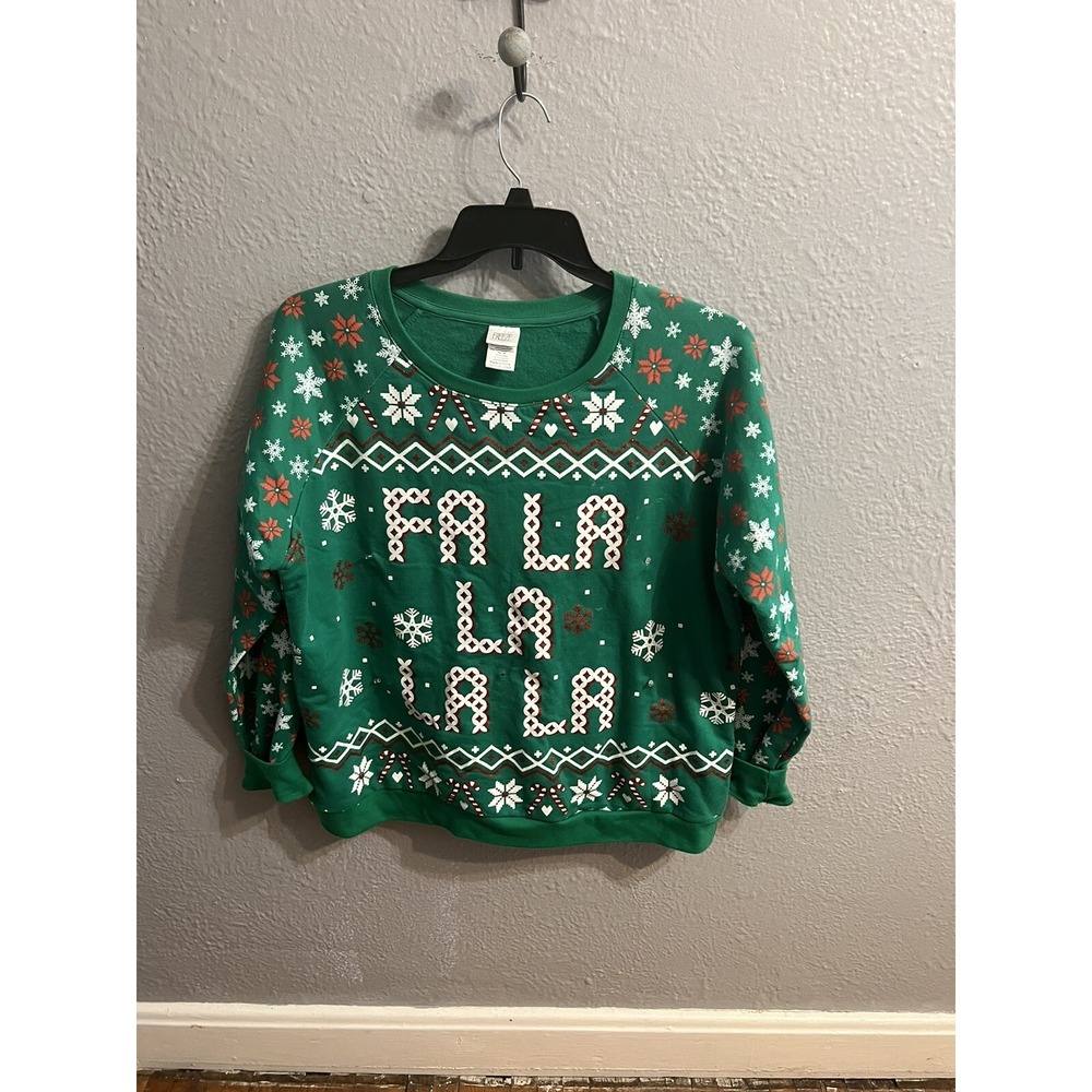 Freeze LChristmas Sweatshirt Womens XXL  Green FA‎ LA LA Holiday Pullover